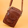 Crossbody Shoulder Bag, Mobile Phone Bag, Soft Leather, Western Style, Mature Fashion, Retro Small Bag