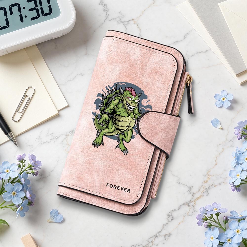 Cool Monster Pattern Long Wallet Fashion Multi Slot Card Holder Casual Portable Purse for Daily Use