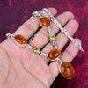 Baltic Amber & Citrine Necklace Gemstone Jewelry, 925 Solid Sterling Silver Adjustable Chain Necklace, Gift For Women Handmade Necklace