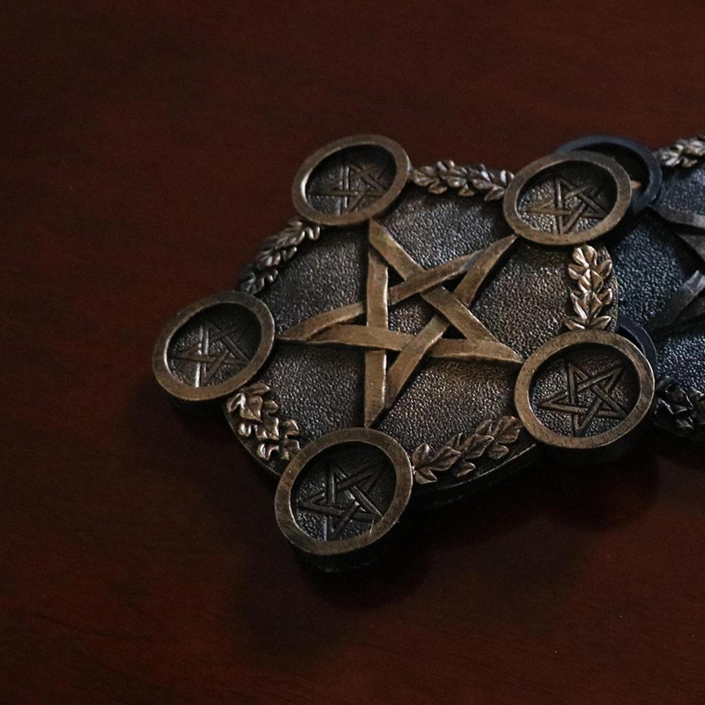 Harts Ljusstake Pentagram Design Fem Tejus Ljusstake Hem Gothic Dekor för Tarot Altare Ceremonidekor
