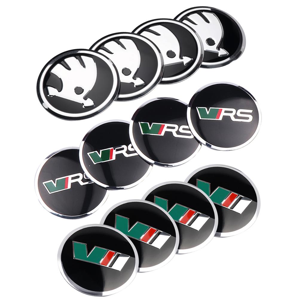 msdf2 56/60/65/68mm Aluminum Logo Car Wheel Center Hub Cap Stickers For Skoda Octavia A5 A2 VRS Vision Kodiaq Rapid Fabia VII Superb