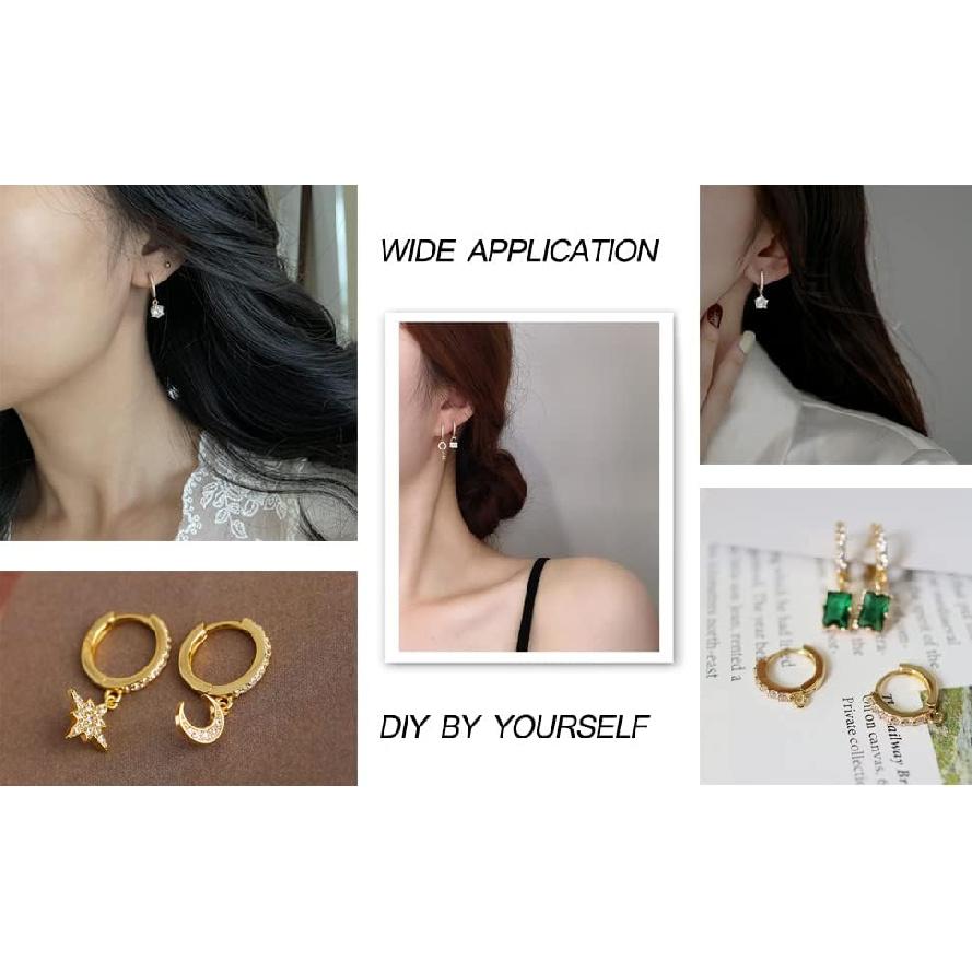 Pandahall 10pcs Real Gold Plated Cubic Zirconia Hoop Earrings Round Lever Back Earring Components Findings for Women Gifts Jewelry Making DIY Crafts