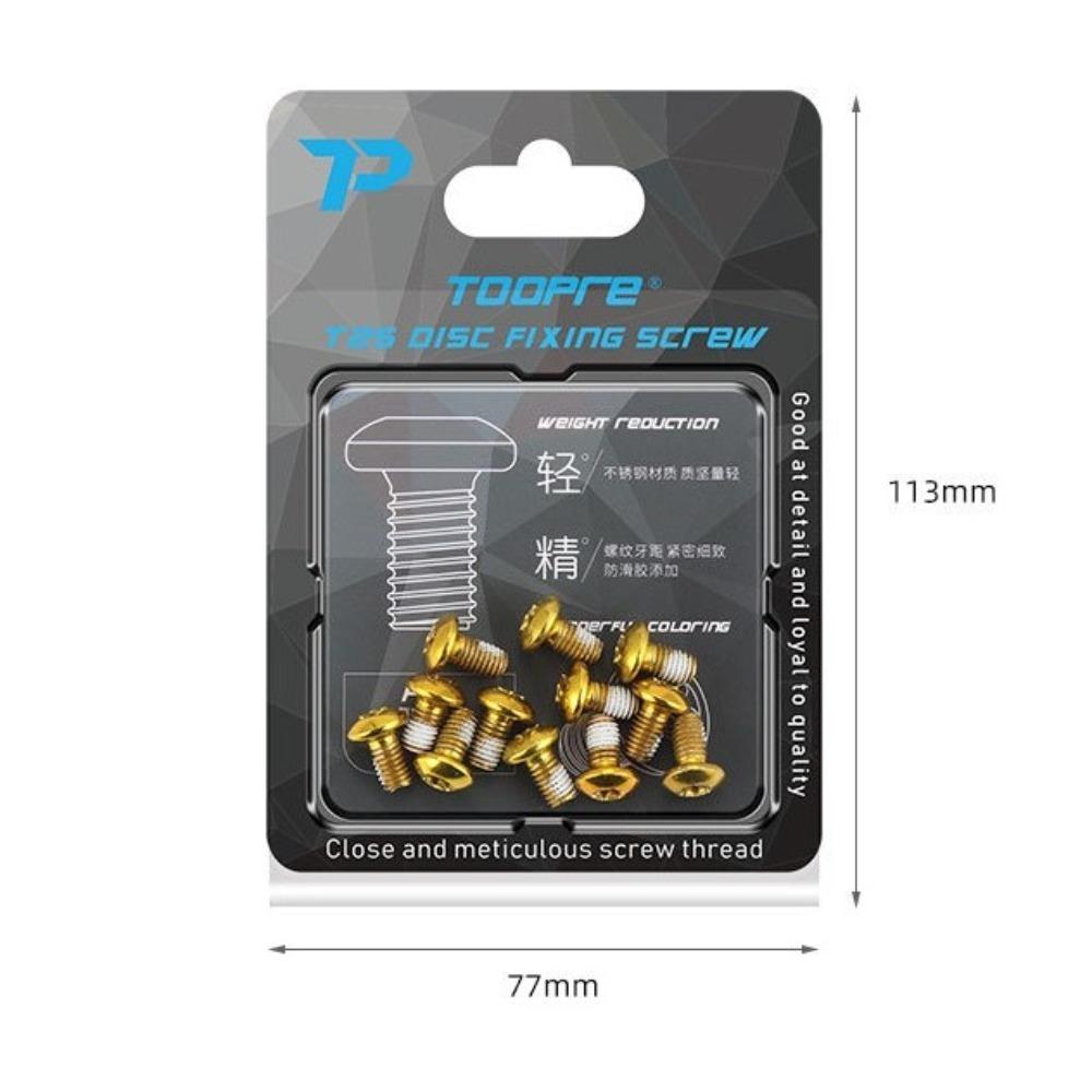 12Pcs Bike Disc Rotor Screws M5*10 Stainless Steel Bicycle Disc Brake Rotor Bolt T25 MTB Bike Bicycle Disc Brake Screws