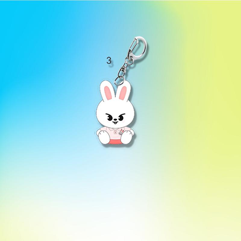 8pcs Stray Kids SKZOO Casual Outfit Keychain, Kawaii Sitting SKZOO Characters Acrylic Pendant, Kpop Fans Cute Bag Charm