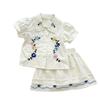 Girls' Floral Embroidered Lapel Shirt & Skirt Set - Summer 2026 Trend