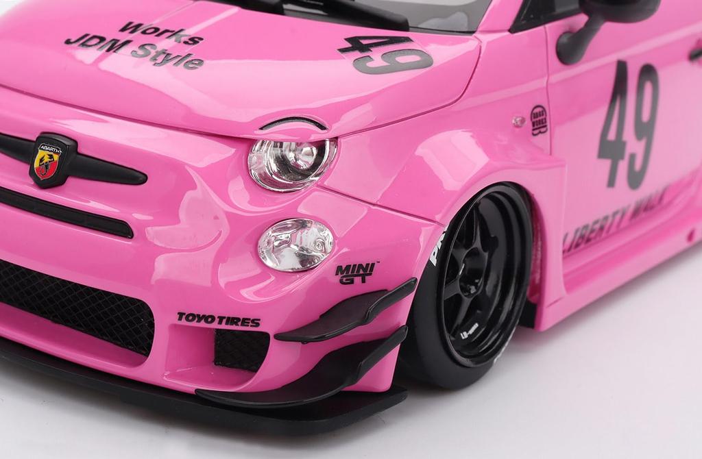 TOP SPEED Scale Abarth 595 X Abarth Works Pink Finished Model TS0607 1/18 LB-WORKS