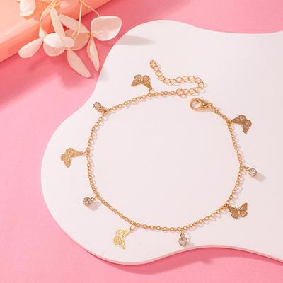 Minimalistischer Schmetterlings-Strand-Schmuck mit Zirkonia-besetztem Diamantarmband Fußkettchen, Einzigartiges Design