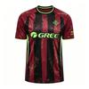 Men Print Soccer Jersey, Blue Black Stripe Short Sleeve Football T‑Shirt, Quick Dry Breathable Sports Fan Training Uniform Tops