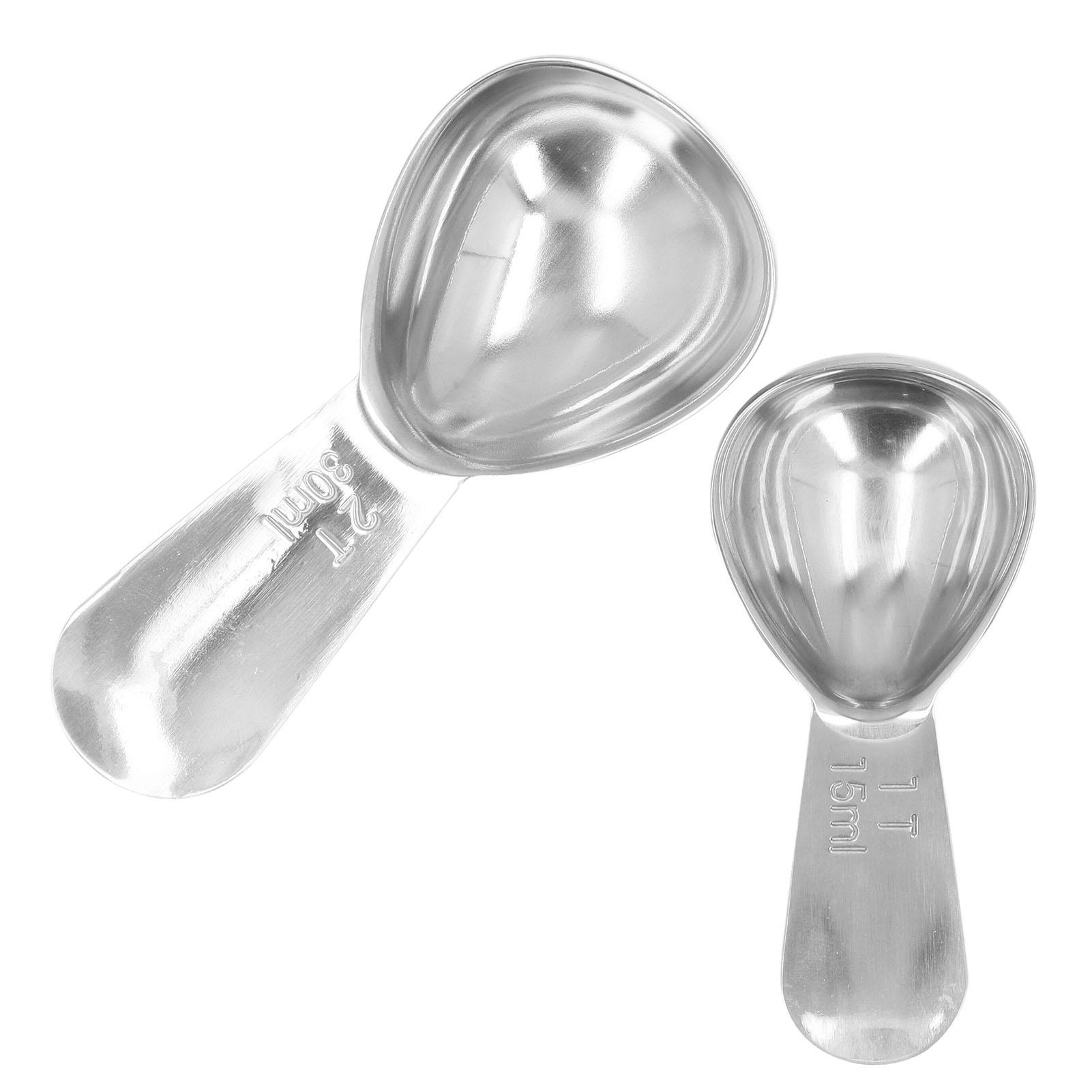 2Pcs Coffee Measuring Scoop 304 Stainless Steel Ground Coffee Measuring Spoon Set with Scale L