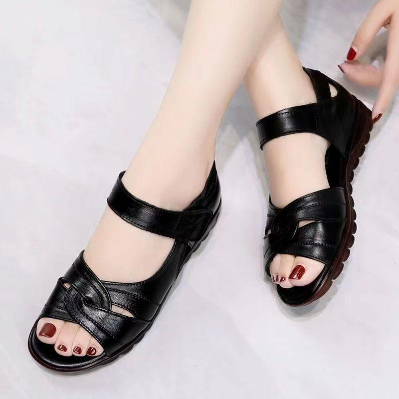 

Весенне-летние новые сандалии на мягкой подошве для повседневного отдыха, сандалии на плоской подошве с противоскользящим скошенным каблуком для ношения на улице 41