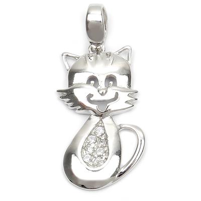 [Q9425] - Silberanhänger 'Chat Minou' Weißsilber (rhodiniert) - 25x10 mm