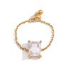 Elegant Adjustable Chain Ring Exquisite Finger Jewelry Fashion Zirconia Chain Rings  Daily Wear
