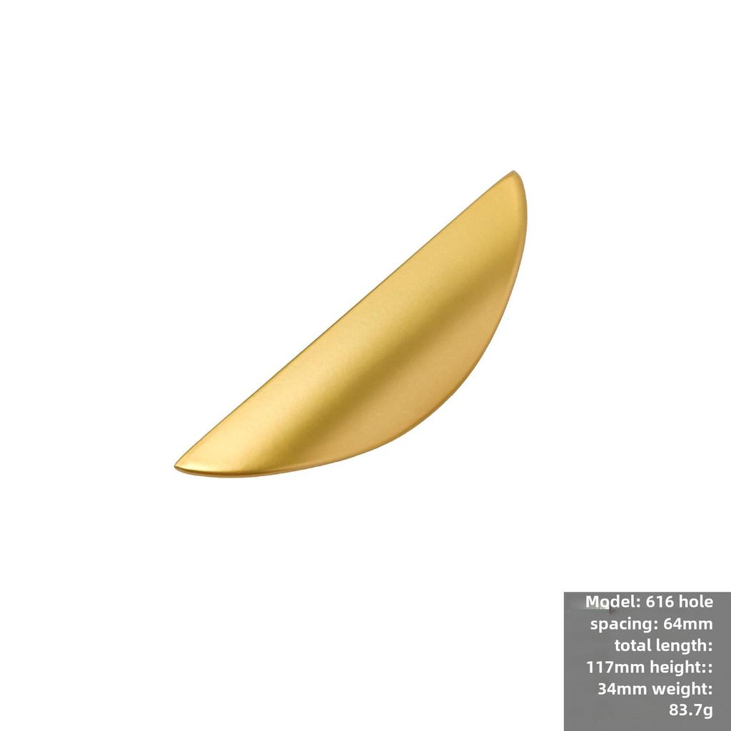 Nordic Crescent Copper Cabinet Handle - Modern Black & Gold Drawer Pull