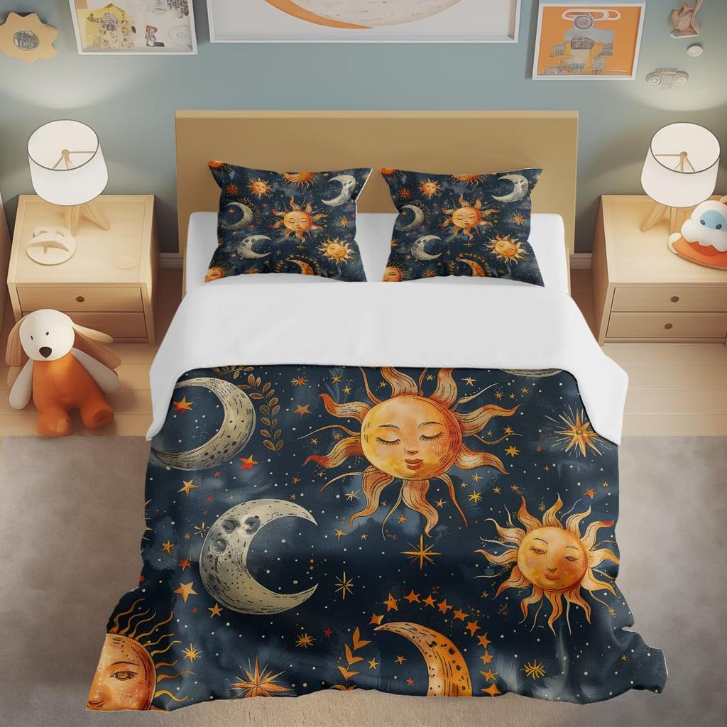 Moon Night Sky Print Bedding Bedroom Set Duvet Set Three-Piece Set