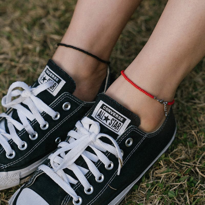 BICYCLE TROPHY Pickmen Daily Beads Anklet 04 (RED / 3mm Miyuki Beads)