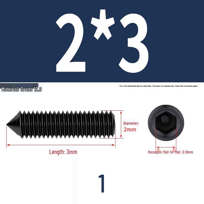 12.9 Edelstahl 304 Innensechskant Kegelspitze Gewindestift M2/M3