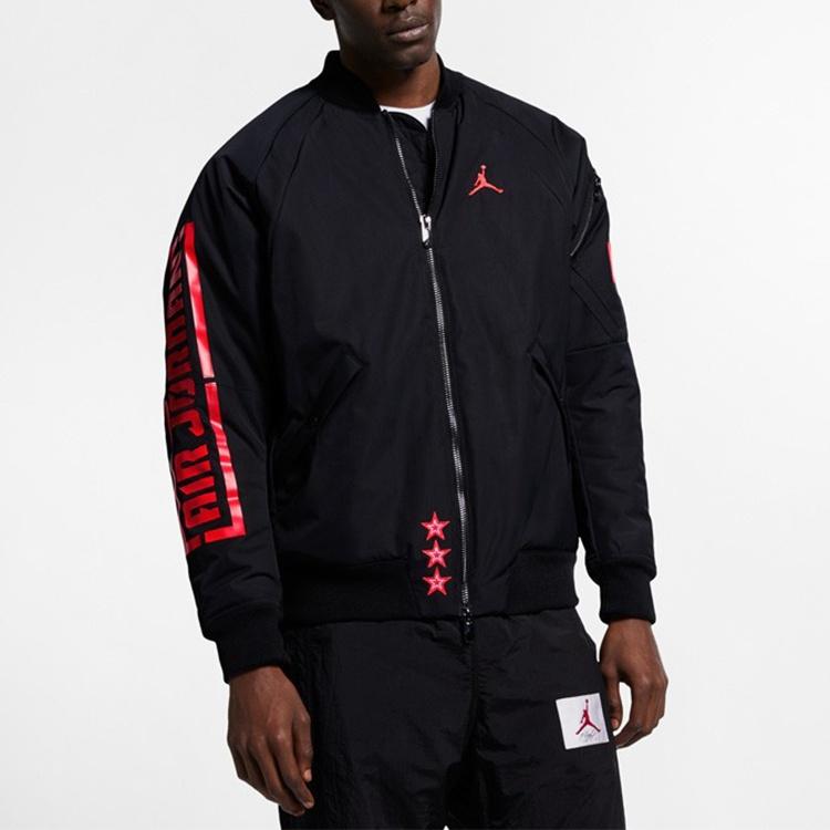 Air Jordan Stand Collar Long Sleeve Bomber Jacket 'Black' Men's BQ6957-010