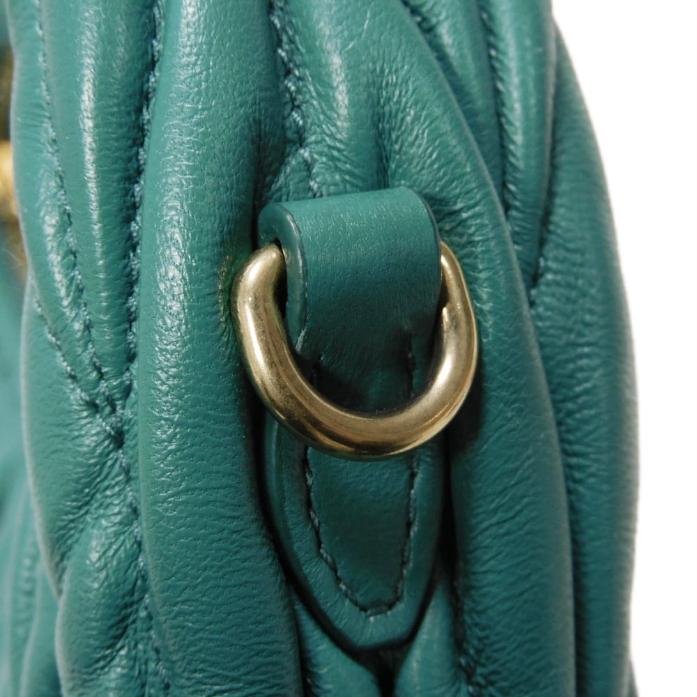 Used Wonder Matelasse Hobo Bag (12166), 5BC125 N88 F0K41 7922, with RFID, Green, 2-Way Logo, Laguna, Women's from Japan