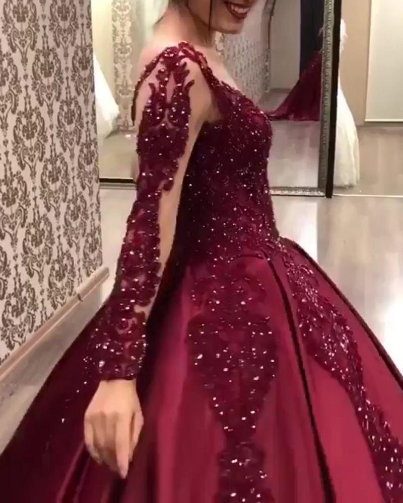 2020 European & American Lace Swing Long Evening Gown
