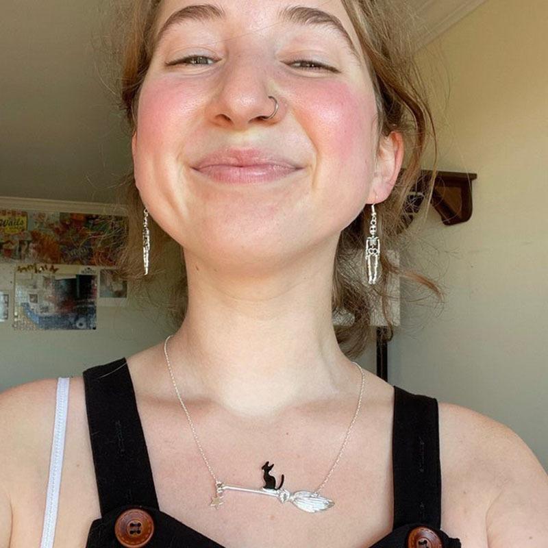 

Хэллоуинские украшения Забавное ожерелье с черным котом Ожерелье с черным котом Женское