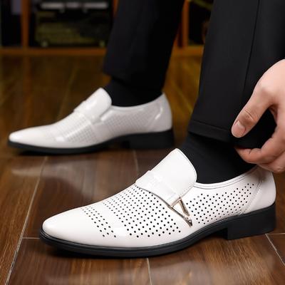 Trend New Summer Pointed Breathable Perforated Shoes For Men Dress Evening Wedding Office Footwear Prom Sapato Social Masculino