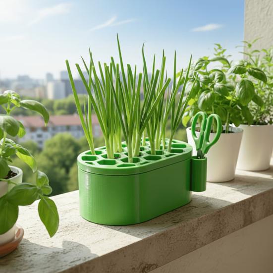 3D Printed Scallion Leek Regrow Planter Hydroponic Growing Pot for Kitchen Window Multi-Hole Design Home Garden Vegetable Kit