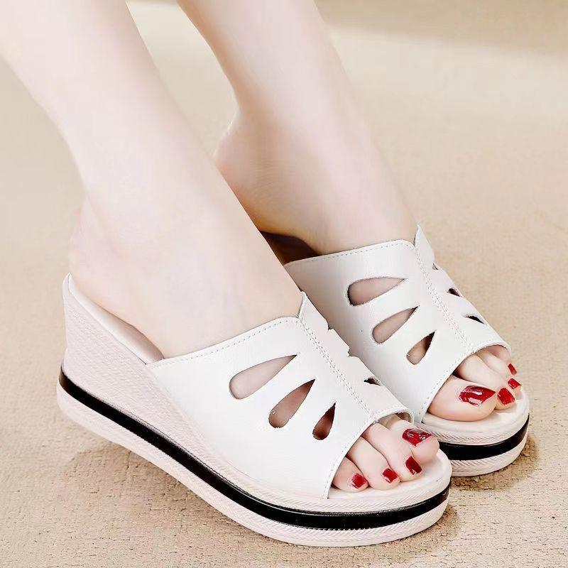Fashion Shoes for Women Summer Fashion Platform Wedges Comfortable Slip On Slippers Casual Beach Shoes PU Non-slip Sandalias De Mujer
