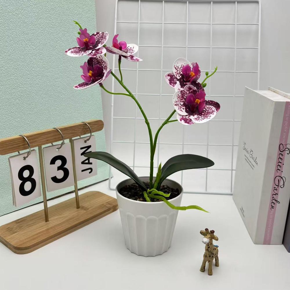 Two Realistic Branches Butterfly Orchid Green Plant Bonsai For Decor Indoor