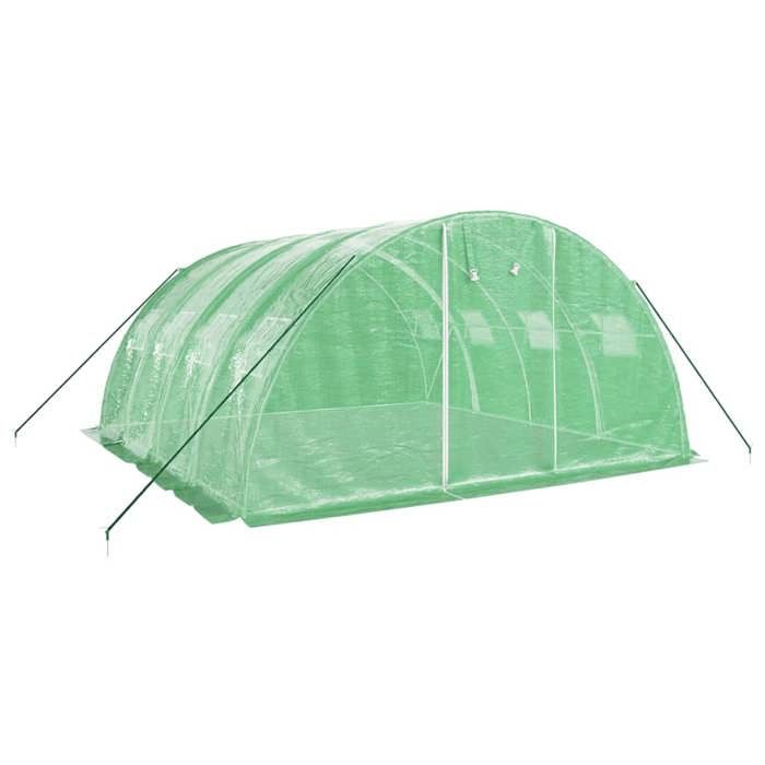 VidaXL Serre avec cadre en acier vert 16 m² 4x4x2 m, polytunnel, serre à cadre froid, serre pour tomate, serre de jardin, 3188061
