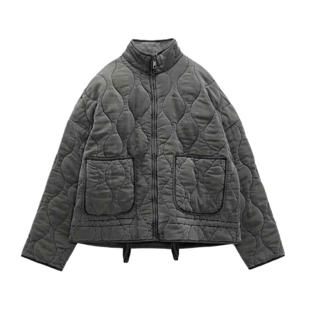 Giacca Trapuntata in Cotone da Donna Inverno 2024 - Moda Street Style, Cappotto a Maniche Lunghe