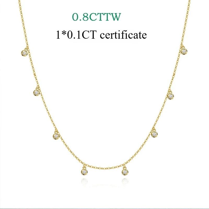 Smyoue Certified Bubble 8 Stone 100% Real Moissanite Necklace Pendant Classic Women's Neck Chain Silver 925 Plated 18K