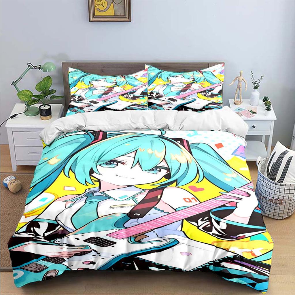 Comforter Cartoon Kawaii Virtual Singer H-Hatsune-Miku Bedding Sets Bed Supplies Set Bed Comforter Set Bedding Set Gift