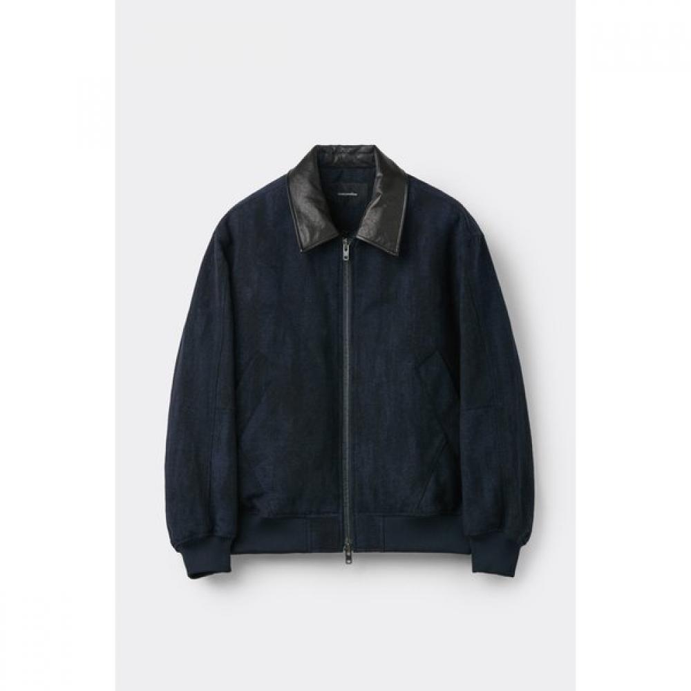 Customellow Navy Wool Jacquard Jacket Cwuaw25752nyd S