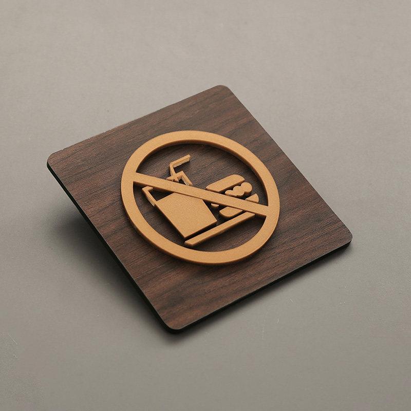 

High-End Warm Reminder Sign Hotel Sliding Door Signs WIFI No Smoking Logo No Trespassing No Photography Creative Warning Plaque 95x95mm