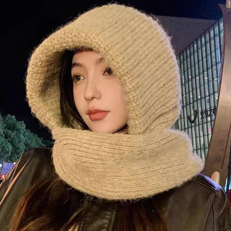 Plush Soft Winter Beanie, Neck and Face Mask Comfortable Ear Protection One-piece Hat Scarf, Ladies Thick Warm Riding Hat
