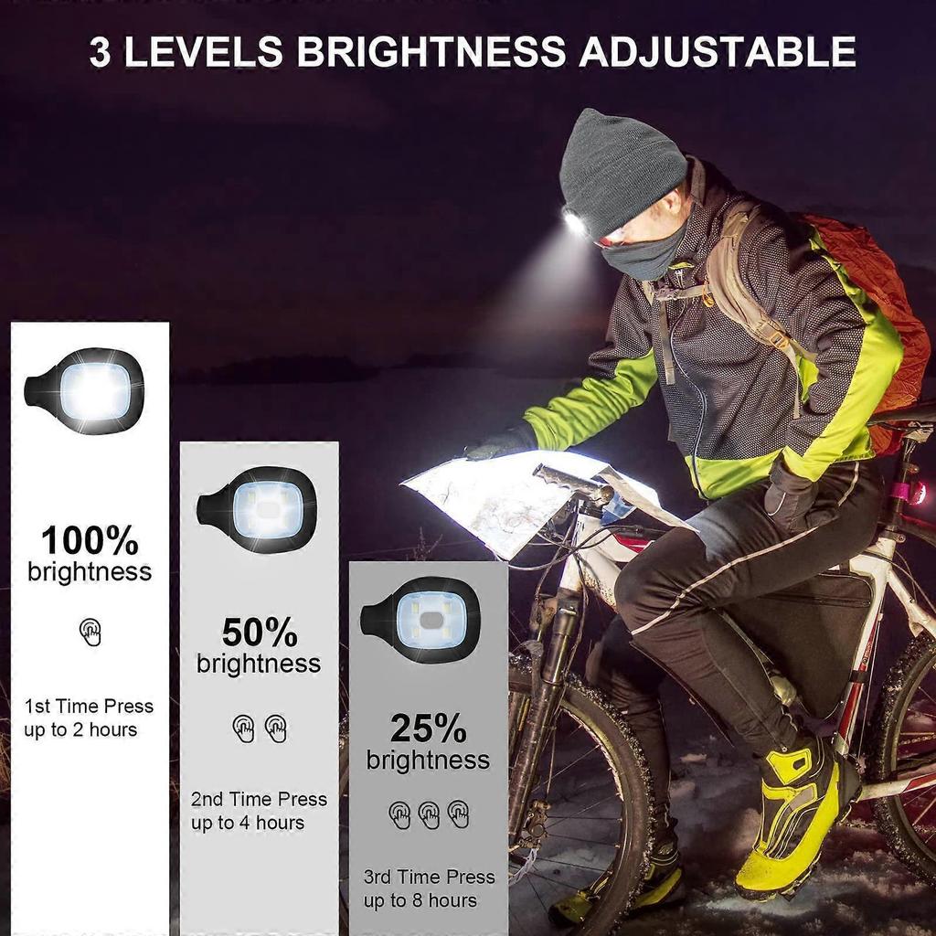 LED Lighted Beanie Cap for Adults, USB Rechargeable 4 LED Headlamp Hat, Unisex Winter Knit Hat Torch