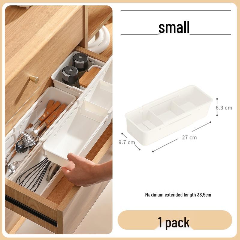 

Retractable Kitchen Drawer Organizer with Chopsticks and Cutlery Dividers