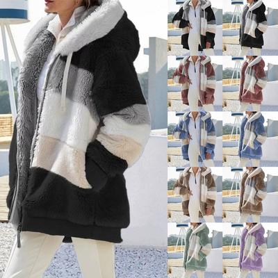 New Autumn And Winter Loose Plush Multicolor Hooded Jacket For Women