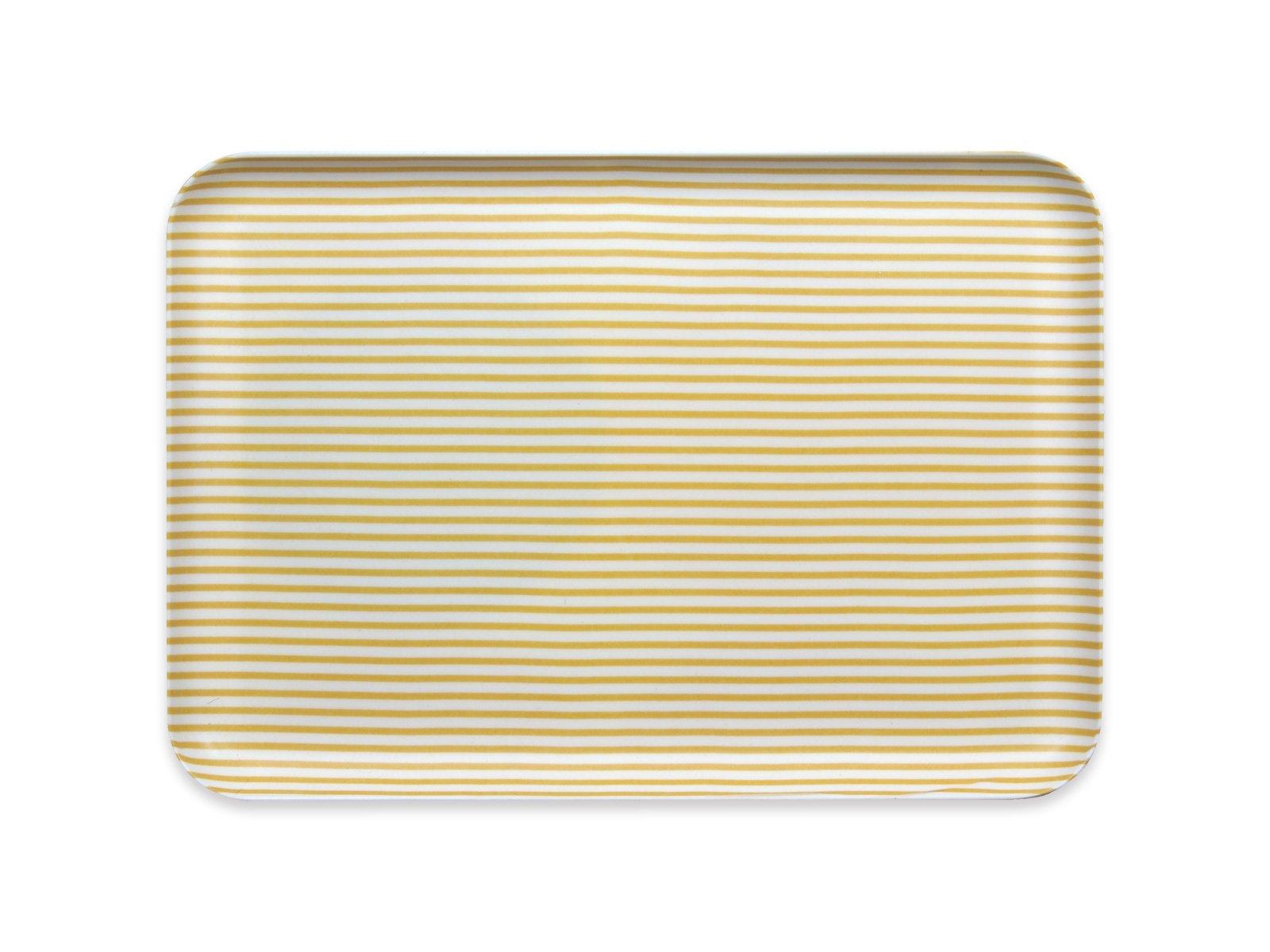 

TATSU-CRAFT ST Tray, Medium, Striped, Yellow, Dishwasher Safe, Stylish Plastic Tray, Small, Square, Rectangular, Western Style, Kitchen, Placemat,