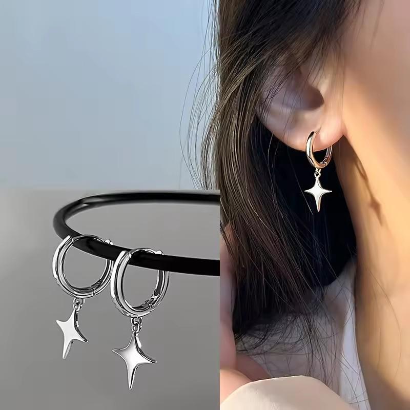 925 Silver Star Earring for Women Girl Simple Tassels Chain Fashion Office Jewelry Gift