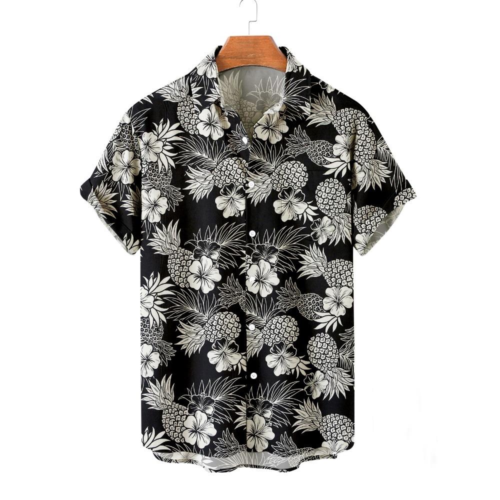 New Hawaiian Men's Floral Shirt Holiday Casual Short Sleeved Shirt Button Down Collar Shirt Men's Summer Fashion