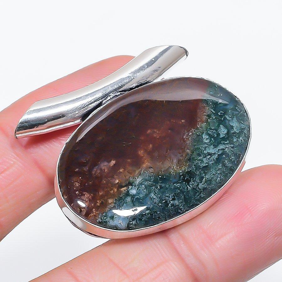 

Натуральный индийский моховой агат 925 стерлинговое серебро ювелирный кулон 1,30 r0B20