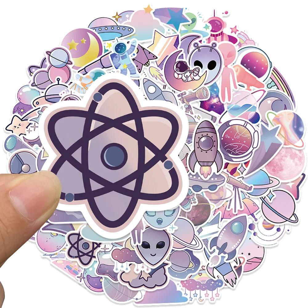 10/50/100 szt. Kreskówkowa fioletowa planeta Naklejka Kosmos Rakieta Gwiazda Wodoodporne Naklejki DIY Laptop Telefon Deskorolka Motocykl Samochód