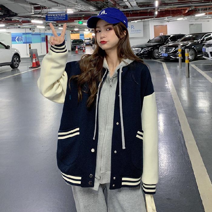 Damen Harajuku Baseballjacke im koreanischen Stil - Vielseitige, trendige Streetwear für Frühling und Herbst