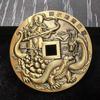 Taoist Zhenwu Emperor Ghost Flower Coin Pendant: Vermilion Yellow Brass for Peace and Auspiciousness