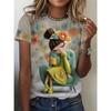Summer Women's 3D Printed Crew Neck T-Shirt Fashion Versatile Breathable Trend Casual