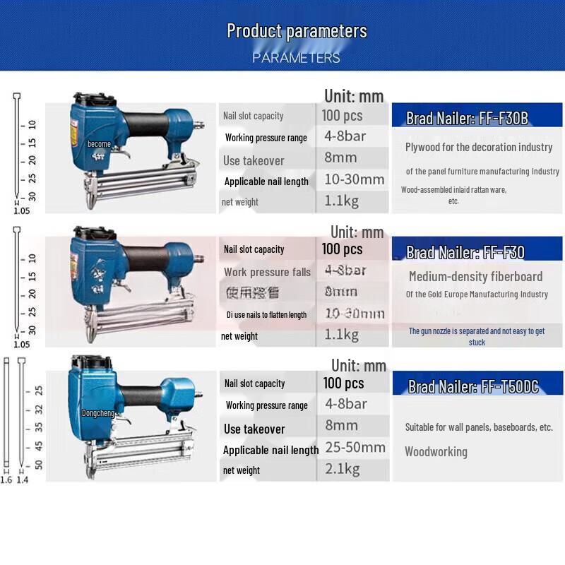Pistola sparapunti pneumatica Dongcheng spina CN (adattatore incluso)