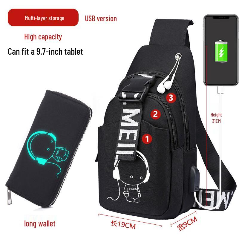 Мужская холщовая нагрудная сумка-слинг WEZHO