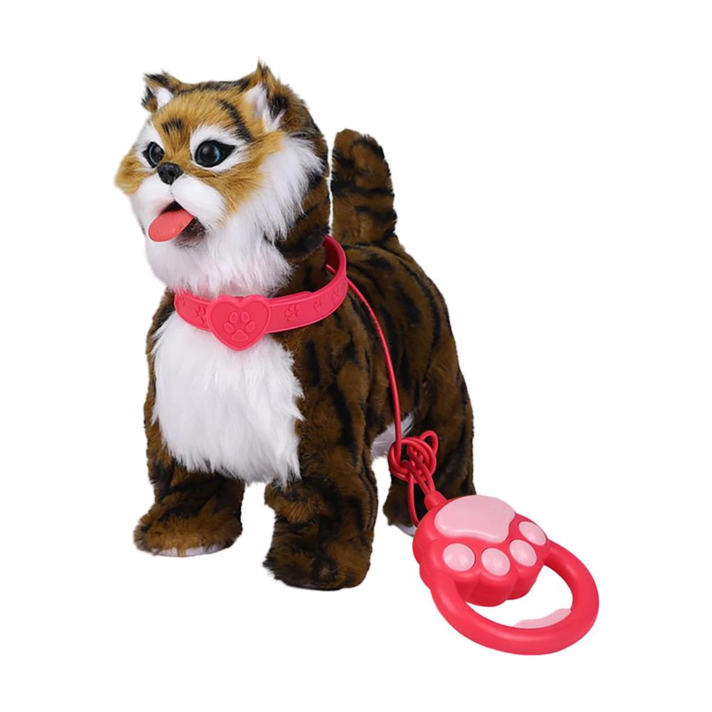 Interactive Plush Walking Pet Toy with Leash Simulation Design for Children Realistic Motion Soft Material Battery Operated for Indoor Play