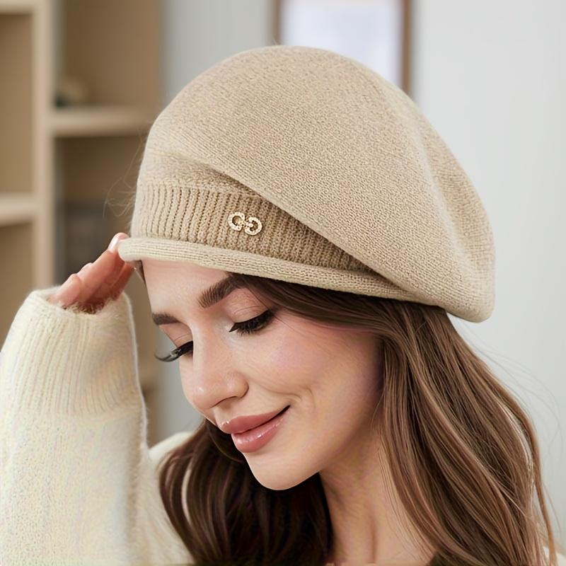 Women'S Lightweight Beret Hat - Elastic Stretch Fit, Soft Warm Autumn Winter Style, Black Versatile Fashion Accessory, Cold Weather Headgear,